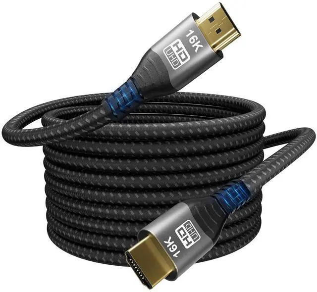 Main image of 16K 10K 8K HDMI 2.2 Cable 6.6FT, 96Gbps Ultra High Speed HDMI Braided Cord, Support 16K@30Hz 8K@60Hz 4K@120Hz HDCP 2.2&2.3, Dynamic HDR,eARC,DTS:X, for Roku TV/HDTV/PS5/Xbox/Blu-ray