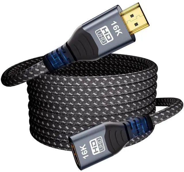 Main image of 16K HDMI Extension Cable 6.6FT, 96Gbps Ultra High Speed HDMI Extender, HDMI 2.2 Male to Female Adapter Compatible with 16K@60Hz 8K@120Hz 4K@240Hz HDR eARC, for PS5/Xbox/Fire TV/Roku/Laptop