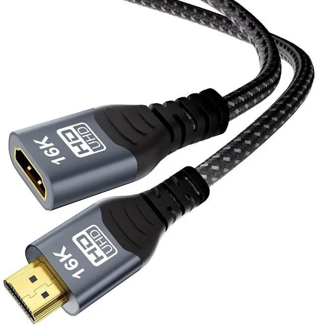 Main image of 16K HDMI Extension Cable 3.3FT, 96Gbps Ultra High Speed HDMI Extender, HDMI 2.2 Male to Female Adapter Compatible with 16K@60Hz 8K@120Hz 4K@240Hz HDR eARC, for PS5/Xbox/Fire TV/Roku/Laptop