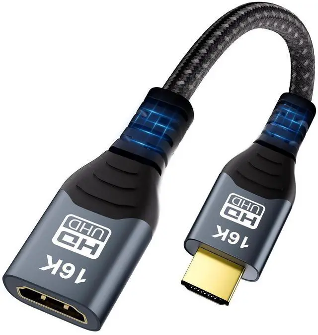 Main image of 16K HDMI Extension Cable 1FT, 96Gbps Ultra High Speed HDMI Extender, HDMI 2.2 Male to Female Adapter Compatible with 16K@60Hz 8K@120Hz 4K@240Hz HDR eARC, for PS5/Xbox/Fire TV/Roku/Laptop