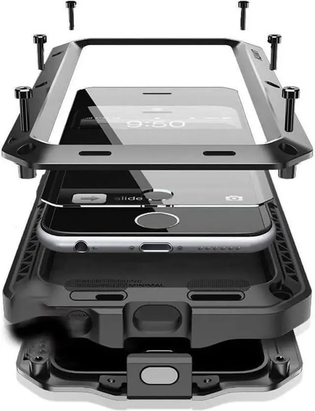 Main image of for iPhone 16 Pro Max Metal Case 6.9",Heavy Duty Shockproof Aluminum Alloy Tough Armour Military Phone Case,360 Full Body Protective Cover with Silicone Built-in Screen Protector - Black