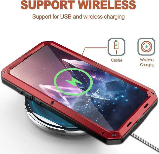 Alt view image 6 of 7 - for iPhone 16 Metal Case 6.1",Heavy Duty Shockproof Aluminum Alloy Tough Armour Military Grade Phone Case,360 Full Body Protective Cover with Silicone Built-in Screen Protector - Red