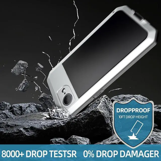 Alt view image 4 of 7 - for iPhone 16E Metal Case,Heavy Duty Shockproof Aluminum Alloy Tough Armour Military Grade Phone Case for iPhone 17E,Full Body Protective Cover with Silicone Built-in Screen Protector-Silver