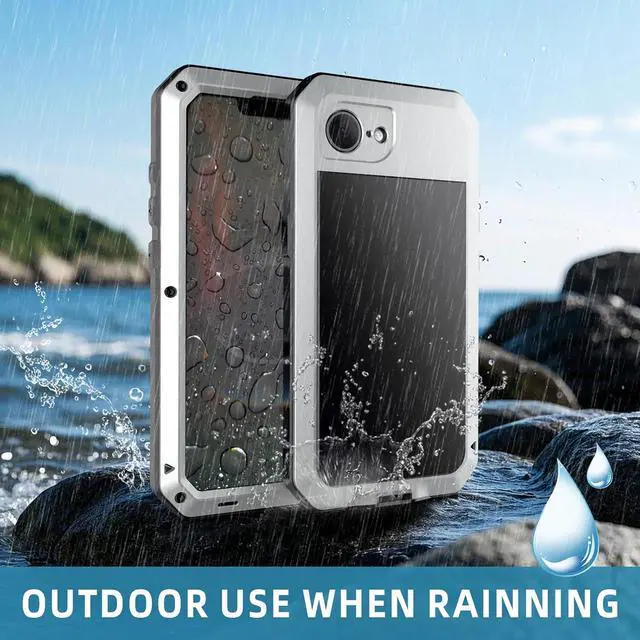 Alt view image 5 of 7 - for iPhone 16E Metal Case,Heavy Duty Shockproof Aluminum Alloy Tough Armour Military Grade Phone Case for iPhone 17E,Full Body Protective Cover with Silicone Built-in Screen Protector-Silver
