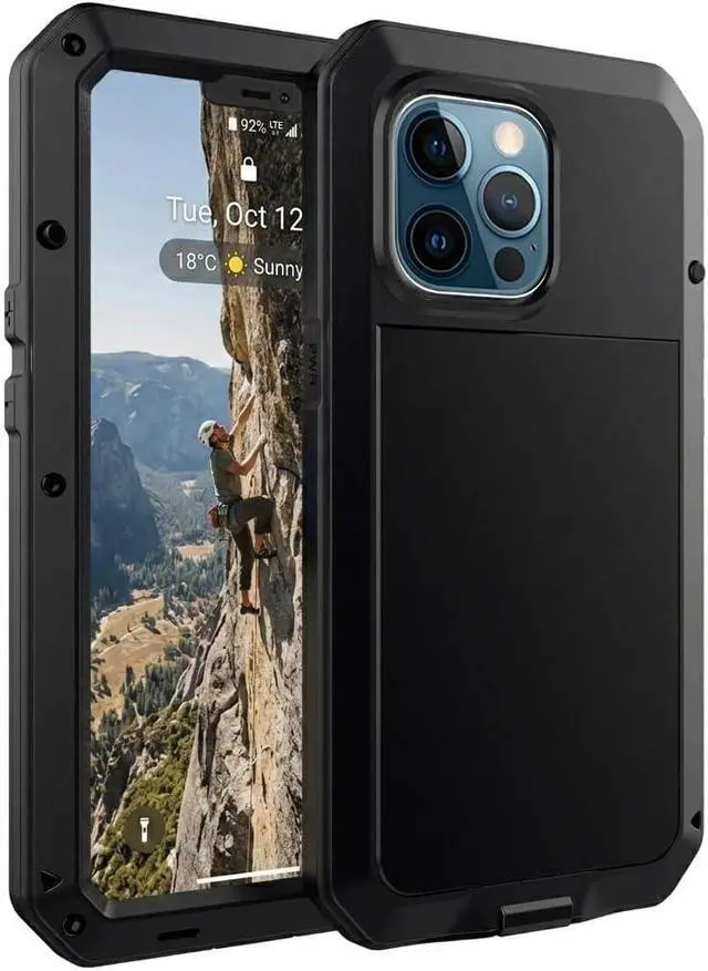 Main image of for iPhone 13 Case, 360 Full Body Protective Cover Heavy Duty Shockproof Tough Armour Aluminum Metal Case with Silicone Built-in Screen Protector for Apple iPhone 13 6.1 Inch - Black