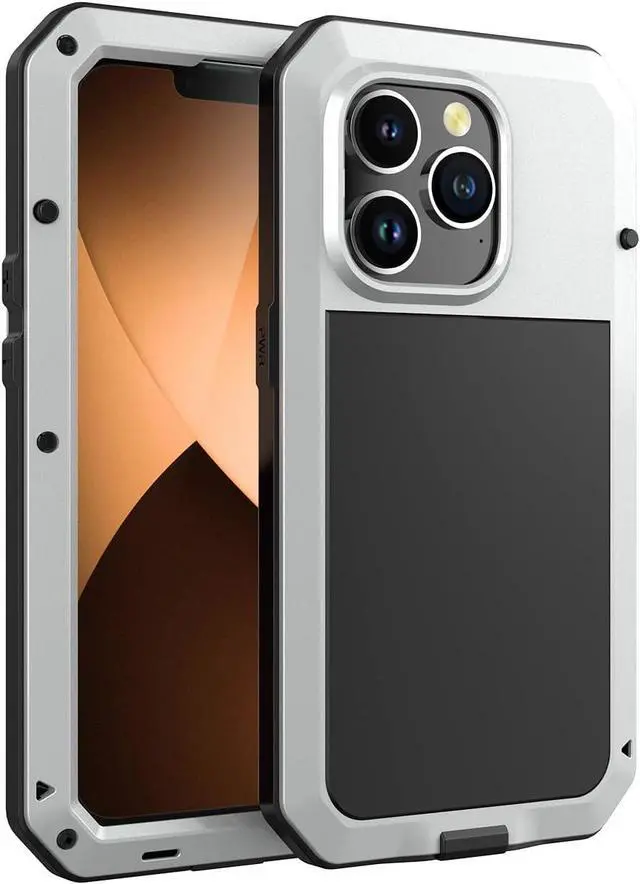 Main image of for iPhone 14 Pro Max Case,360 Full Body Protective Heavy Duty Shockproof Tough Armour Aluminum Metal Case with Silicone Built-in Screen Protector for iPhone 14 Pro Max 6.7" - Silver