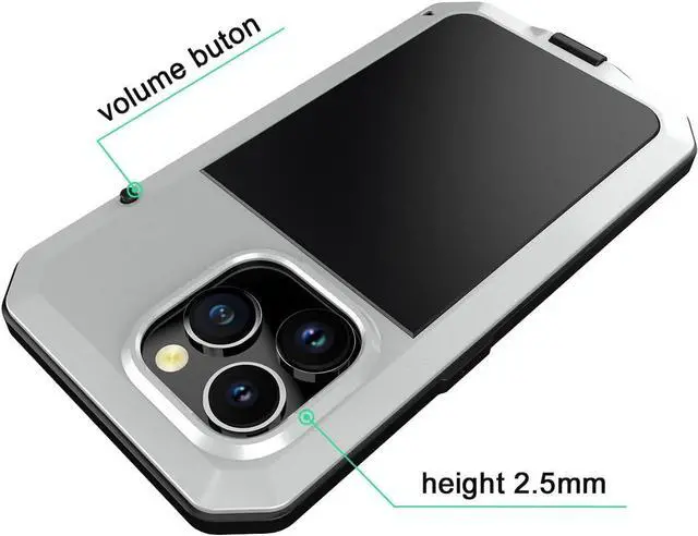 Alt view image 4 of 7 - for iPhone 14 Pro Max Case,360 Full Body Protective Heavy Duty Shockproof Tough Armour Aluminum Metal Case with Silicone Built-in Screen Protector for iPhone 14 Pro Max 6.7" - Silver