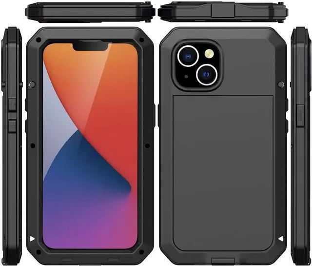 Alt view image 2 of 7 - for iPhone 14 Plus Case,360 Full Body Protective Heavy Duty Shockproof Tough Armour Aluminum Alloy Metal Case with Silicone Built-in Screen Protector for Apple iPhone 14 Plus 6.7" - Black