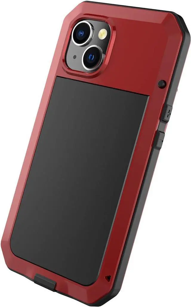 Alt view image 5 of 7 - for iPhone 14 Plus Case,360 Full Body Protective Heavy Duty Shockproof Tough Armour Aluminum Alloy Metal Case with Silicone Built-in Screen Protector for Apple iPhone 14 Plus 6.7 Inch Red