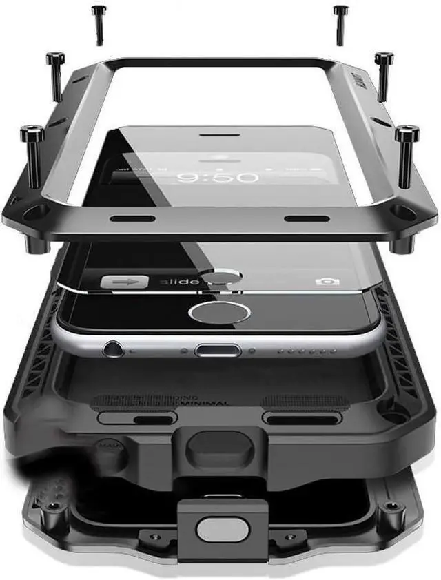 Main image of for iPhone 14 Case, 360 Full Body Protective Cover Heavy Duty Shockproof Tough Armour Aluminum Metal Case with Silicone Built-in Screen Protector for Apple iPhone 14 6.1 Inch - Black