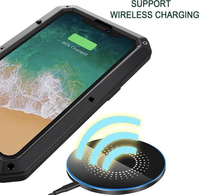 Alt view image 6 of 7 - Compatiable with iPhone 15 Plus Case,360 Full Body Protective Cover Heavy Duty Shockproof Tough Armour Aluminum Alloy Metal Case with Silicone Built-in Screen Protector - Black