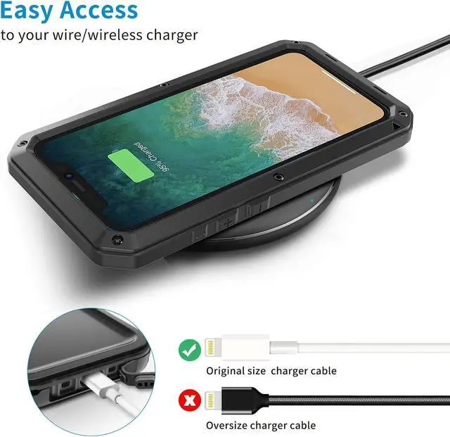 Alt view image 5 of 7 - for iPhone 14 Case, 360 Full Body Protective Cover Heavy Duty Shockproof Tough Armour Aluminum Metal Case with Silicone Built-in Screen Protector for Apple iPhone 14 6.1 Inch - Black