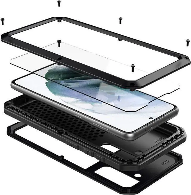 Main image of for Galaxy S21 Plus Case,Full Body Protective Heavy Duty Shockproof Tough Armour Aluminum Alloy Metal Military Case with Silicone Built-in Screen for SAM-UNG Galaxy S21+ 5g 6.7" - Black