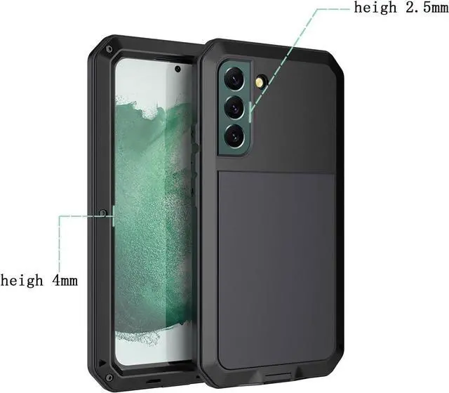 Alt view image 2 of 7 - for Galaxy S22 Plus Case,Full Body Protective Heavy Duty Shockproof Tough Armour Aluminum Alloy Metal Military Case with Silicone Built-in Screen for SAM-UNG Galaxy S22+ 5g 6.6" - Black
