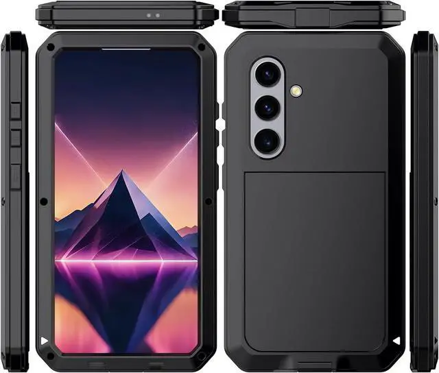 Main image of for Galaxy S25 Plus Case 6.6",Full Body Protective Cover Heavy Duty Shockproof Tough Armour Aluminum Alloy Metal Case with Silicone Built-in Screen Protector for SAM-UNG - Black
