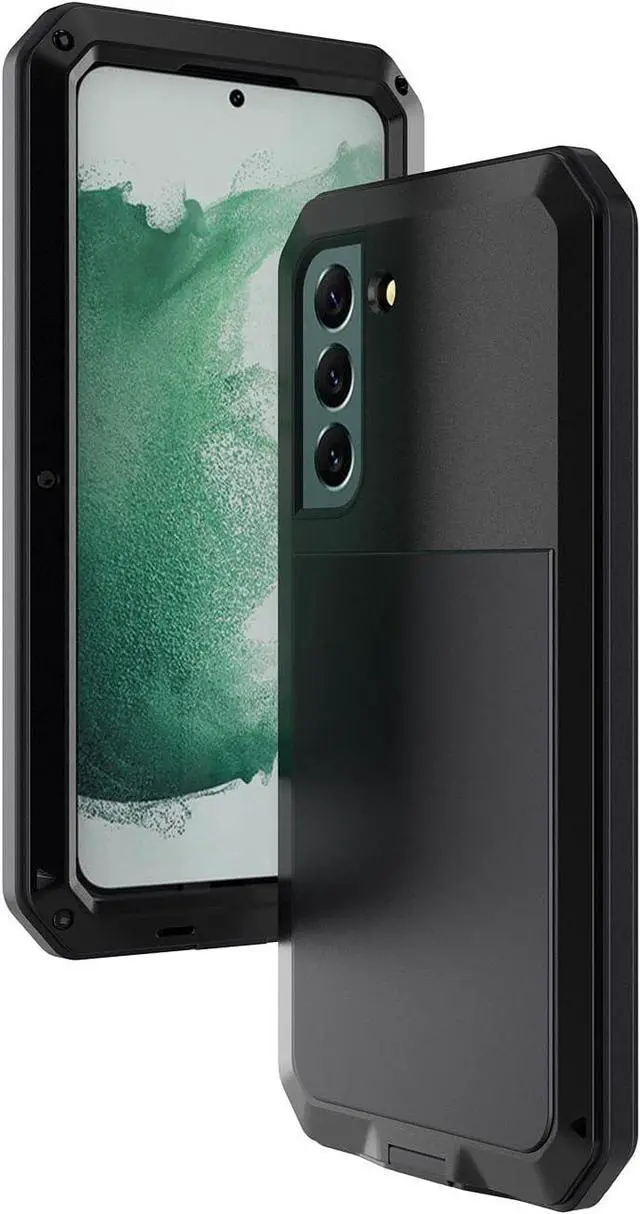 Alt view image 7 of 7 - for Galaxy S22 Plus Case,Full Body Protective Heavy Duty Shockproof Tough Armour Aluminum Alloy Metal Military Case with Silicone Built-in Screen for SAM-UNG Galaxy S22+ 5g 6.6" - Black