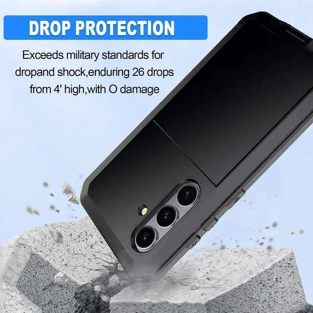 Alt view image 5 of 7 - for Galaxy S25 Case,Full Body Protective Cover Heavy Duty Shockproof Tough Armour Aluminum Alloy Metal Case with Silicone Built in Screen Protector for SAM-UNG Galaxy S25 6.1" - Black