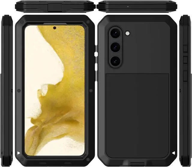 Alt view image 7 of 7 - for Galaxy S23 Plus Case,Full Body Protective Heavy Duty Shockproof Tough Armour Aluminum Alloy Metal Military Case with Silicone Built-in Screen for SAM-UNG Galaxy S23+ 5g 6.6" - Black