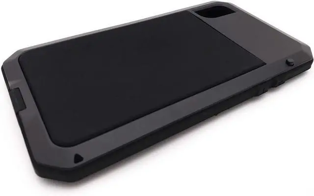 Alt view image 5 of 7 - for iPhone XR Case,360 Full Body Protective Cover Heavy Duty Shockproof Tough Armour Aluminum Alloy Metal Case with Silicone Built-in Screen Protector for iPhone XR - Black