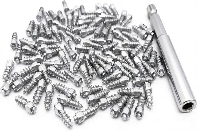 Main image of 12mm Carbide Screw Tire Studs Snow Spikes Anti-Slip/Anti-ice for Car/Snowmobile/Tractor/ATV/UTV/MO-TOrcycle/Short Lug/Bicycles/Shoes with Installation Tool - Pack of 400