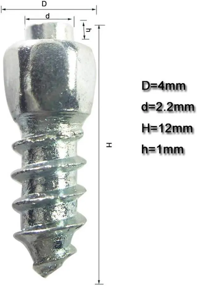 Alt view image 2 of 5 - 12mm Carbide Screw Tire Studs Snow Spikes Anti-Slip/Anti-ice for Car/Snowmobile/Tractor/ATV/UTV/MO-TOrcycle/Short Lug/Bicycles/Shoes with Installation Tool - Pack of 400