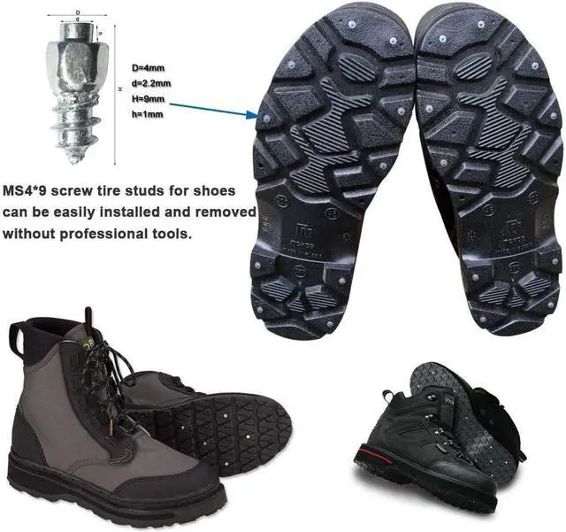 Alt view image 2 of 7 - 9mm Tires Studs Screw Ice Snow Carbide Spikes Wheel Tyres Studs for Bicycle Bike Fat Bikes and Running Shoes Boots with Installation Key - Pack of 200