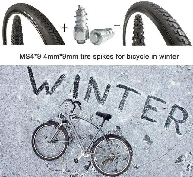 Alt view image 6 of 7 - 9mm Tires Studs Screw Ice Snow Carbide Spikes Wheel Tyres Studs for Bicycle Bike Fat Bikes and Running Shoes Boots with Installation Key - Pack of 200