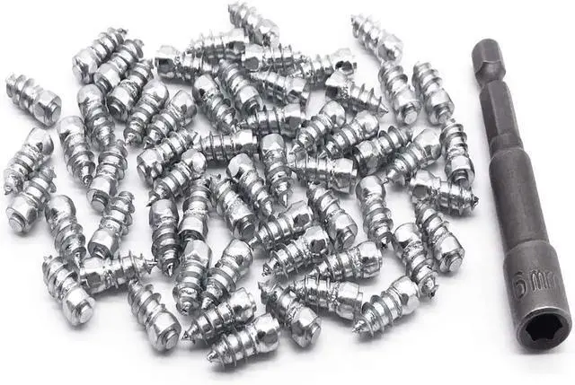 Main image of Screw Tire Studs, 15mm Anti-Slip Anti-ice Snow Spikes for Car/ATV/SUV/MO-TOrbike/MO-TOrcycle/Forklift/Mini-Loader/Garden Tractors/Racing Car and Other Vehicles with Installation Tool 200pcs