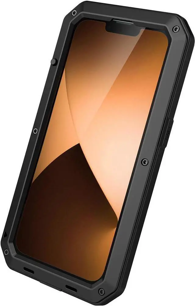 Alt view image 7 of 7 - for iPhone 14 Pro Case, 360 Full Body Protective Cover Heavy Duty Shockproof Tough Armour Aluminum Metal Case with Silicone Built-in Screen Protector for Apple iPhone 14 Pro 6.1" - Black
