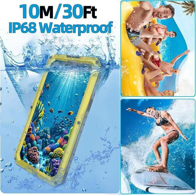 Alt view image 5 of 7 - Waterproof Case for iPhone 16 Pro Max, Heavy Duty Durable Metal Full Body Built-in Screen Protection Case Shockproof Dustproof Rugged Military Grade Defender for iPhone 16 Pro Max - Yellow