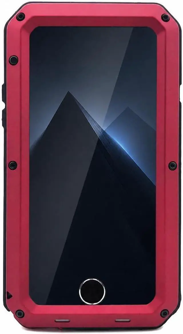 Main image of for iPhone 8 Case,360 Full Body Protective Cover Heavy Duty Shockproof Tough Armour Aluminum Alloy Metal Case with Silicone Built-in Screen Protector for iPhone 7 - Red