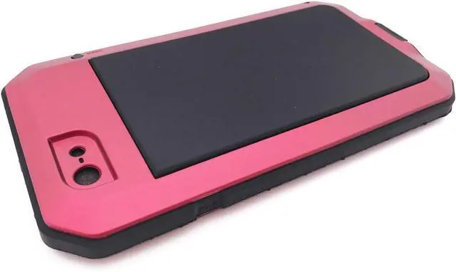 Alt view image 4 of 4 - for iPhone 8 Case,360 Full Body Protective Cover Heavy Duty Shockproof Tough Armour Aluminum Alloy Metal Case with Silicone Built-in Screen Protector for iPhone 7 - Red