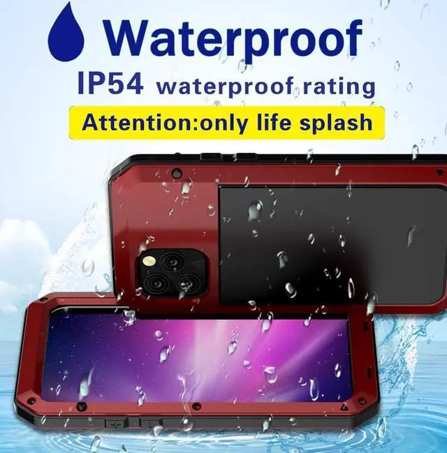 Alt view image 3 of 7 - for iPhone 11 Pro Max Case,Full Body Protective Cover Heavy Duty Shockproof Tough Armour Aluminum Alloy Metal Case with Silicone Built-in Screen Protector for iPhone 11 Pro Max - red