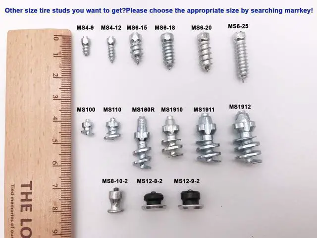 Alt view image 7 of 7 - 200PCS 9.9mm Tires Studs/Screw Snow Carbide Spikes/Wheel Tyres Studs for Racing car,Bicycle,Bike,Fat Bikes, Scooters Tires,Running Shoes Boots in Winter