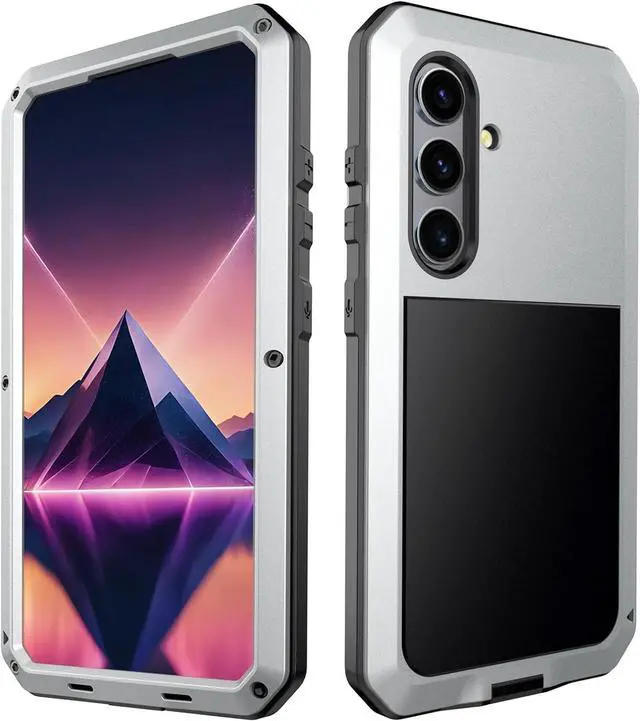 Alt view image 3 of 7 - for Galaxy S25 Plus Case 6.6",Full Body Protective Cover Heavy Duty Shockproof Tough Armour Aluminum Alloy Metal Case with Silicone Built-in Screen Protector for SAM-UNG Silver