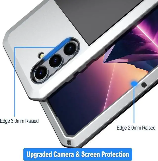 Alt view image 5 of 7 - for Galaxy S25 Plus Case 6.6",Full Body Protective Cover Heavy Duty Shockproof Tough Armour Aluminum Alloy Metal Case with Silicone Built-in Screen Protector for SAM-UNG Silver