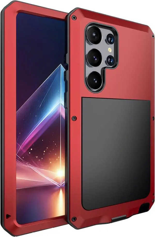 Main image of for Galaxy S24 Ultra Case 6.8",Full Body Protective Cover Heavy Duty Shockproof Tough Armour Aluminum Alloy Metal Case with Silicone Built-in Screen Protector for SAM-UNG - Red
