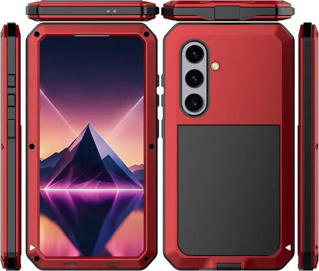 Main image of for Galaxy S25 Plus Case 6.6",Full Body Protective Cover Heavy Duty Shockproof Tough Armour Aluminum Alloy Metal Case with Silicone Built-in Screen Protector for SAM-UNG Red