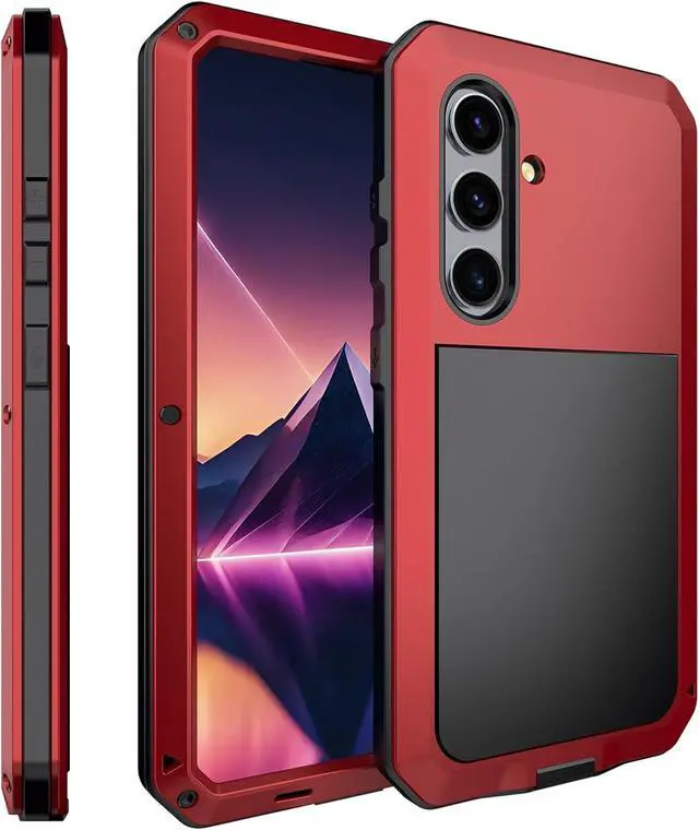 Alt view image 2 of 7 - for Galaxy S25 Plus Case 6.6",Full Body Protective Cover Heavy Duty Shockproof Tough Armour Aluminum Alloy Metal Case with Silicone Built-in Screen Protector for SAM-UNG Red