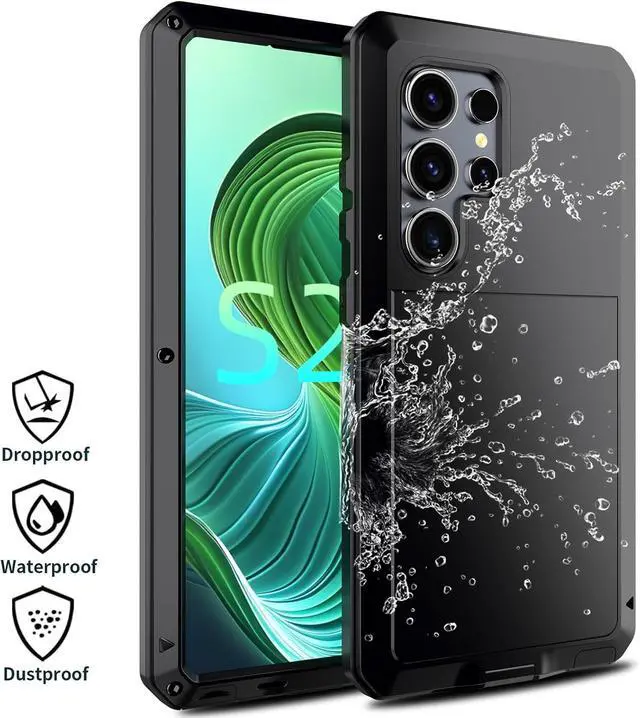 Alt view image 2 of 7 - for Galaxy S25 Ultra Case 6.8",Full Body Protective Cover Heavy Duty Shockproof Tough Armour Aluminum Alloy Metal Case with Silicone Built-in Screen Protector for SAM-UNG - Black