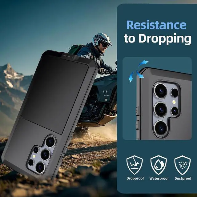Alt view image 5 of 7 - for Galaxy S25 Ultra Case 6.8",Full Body Protective Cover Heavy Duty Shockproof Tough Armour Aluminum Alloy Metal Case with Silicone Built-in Screen Protector for SAM-UNG - Black