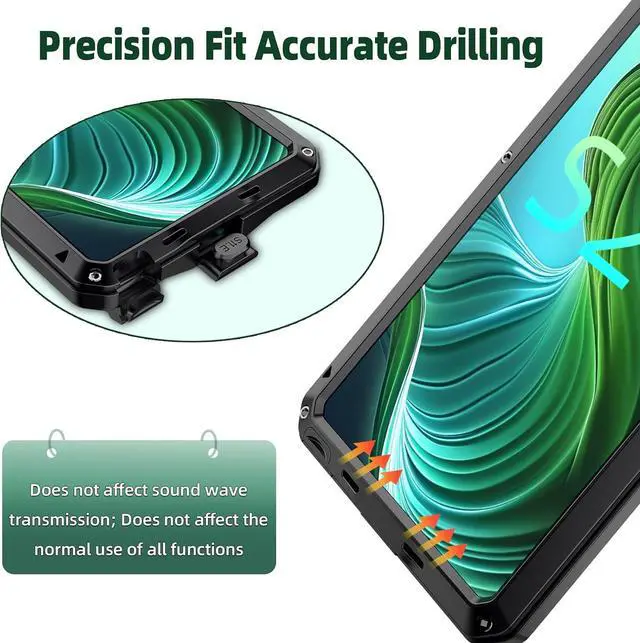 Alt view image 7 of 7 - for Galaxy S25 Ultra Case 6.8",Full Body Protective Cover Heavy Duty Shockproof Tough Armour Aluminum Alloy Metal Case with Silicone Built-in Screen Protector for SAM-UNG - Black