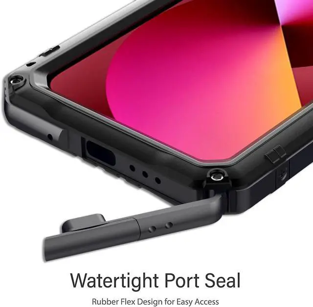 Alt view image 6 of 7 - Waterproof Case for iPhone 14, Heavy Duty Durable Metal Full Body Built-in Screen Protection Case Shockproof Dustproof Rugged Military Grade Defender for iPhone 14 - Black