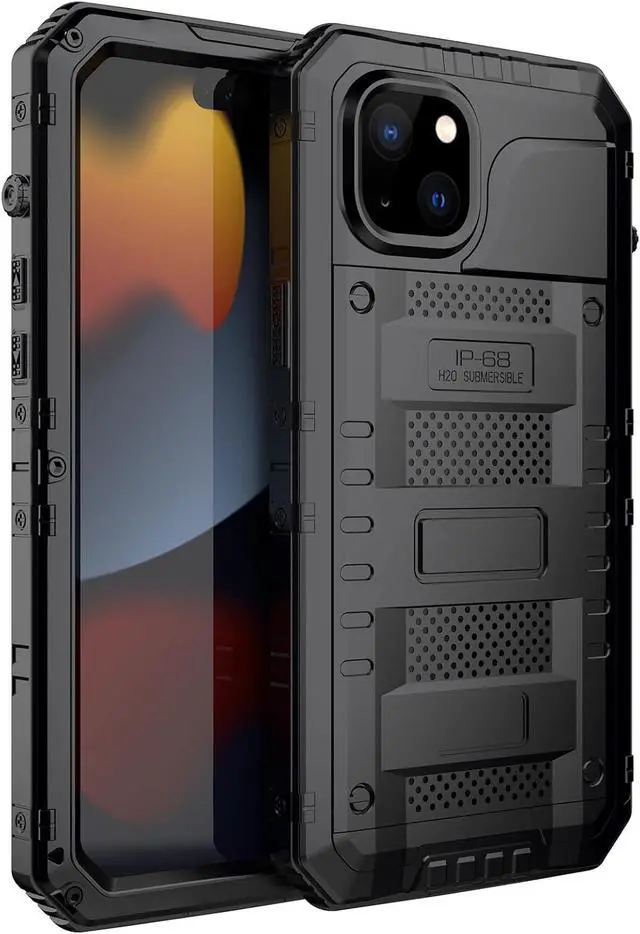 Main image of Waterproof Case for iPhone 15 Pro, Heavy Duty Durable Metal Full Body Built-in Screen Protection Case Shockproof Dustproof Rugged Military Grade Defender for iPhone 15 Pro - Black