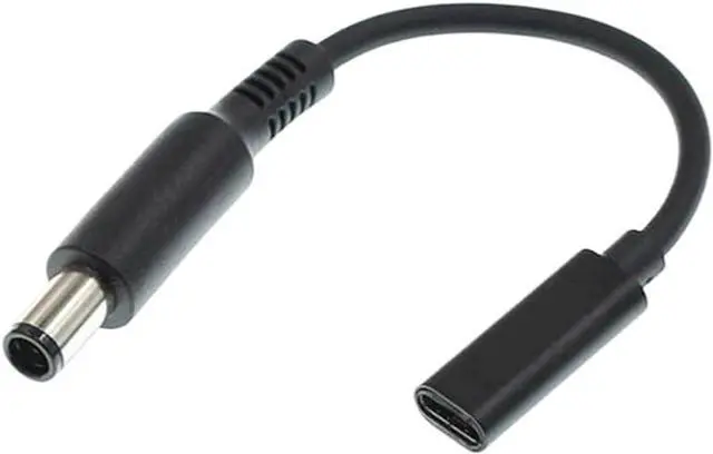 Main image of 7.4x5.0mm D-ELL Slim Tip Adapter (Requires 100W PD Charger), Female USB-C to Male Power Connector for 45W/65W/90W 7.4mm D-ELL Laptops, Will NOT Charge with Phone Charger
