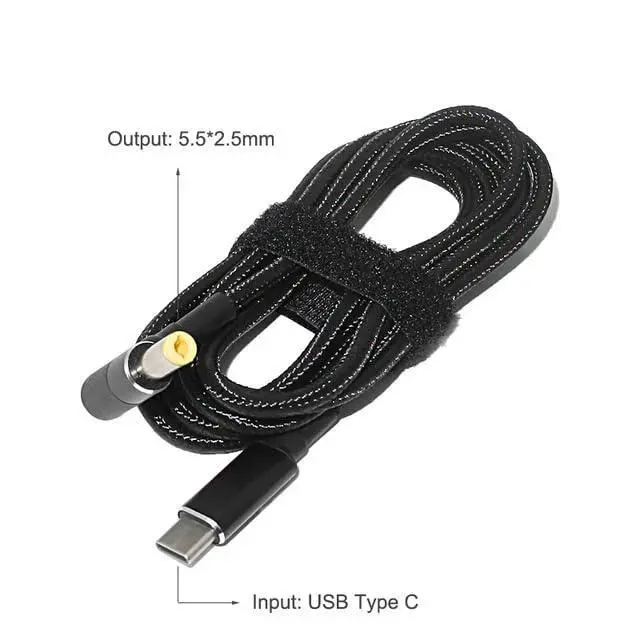 Alt view image 2 of 7 - USB C to Slim Laptop Charging Cable Adapter Male Type C to DC Converter 6.5ft 100W PD Power Charger Supply Cord for Levono Toshiba Asus K55A K55N K501UX K53E G360 G450 G455 (5.5 x 2.5mm for Generic)