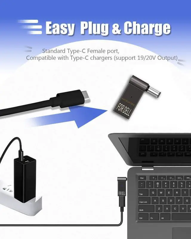 Alt view image 4 of 7 - USB C to 7.4mm Laptop Charging Adapter Female Type C to DC 7.4 x 5.0mm Barrel Jack Plug Converter 100W PD Power Charger Connector Tips for D-ELL Latitude 5280 5290 5490 5491 5285 5289 5480 5488 5580