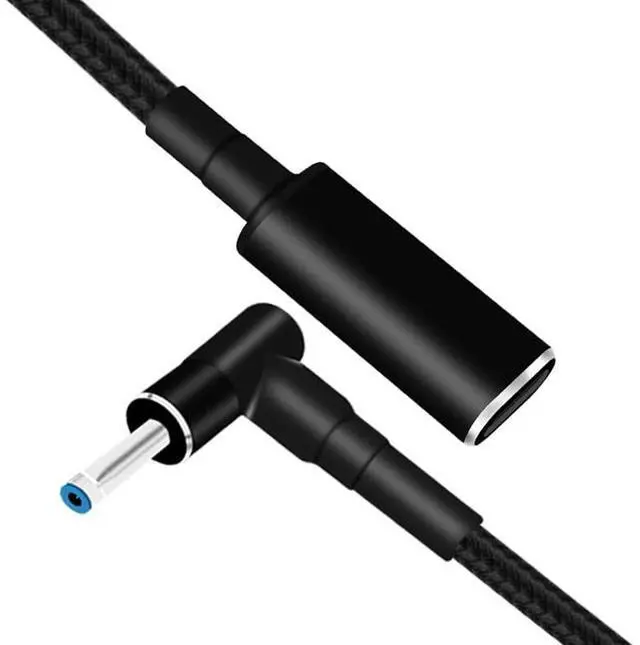 Main image of USB C to Slim Laptop Charging Cable Adapter Female Type C to DC Converter 0.8ft 100W PD Power Charger Supply Cord for Stream 11 13 14 15 Pavilion Spectre Chromebook H-P (4.5 x 3.0mm for H-P)