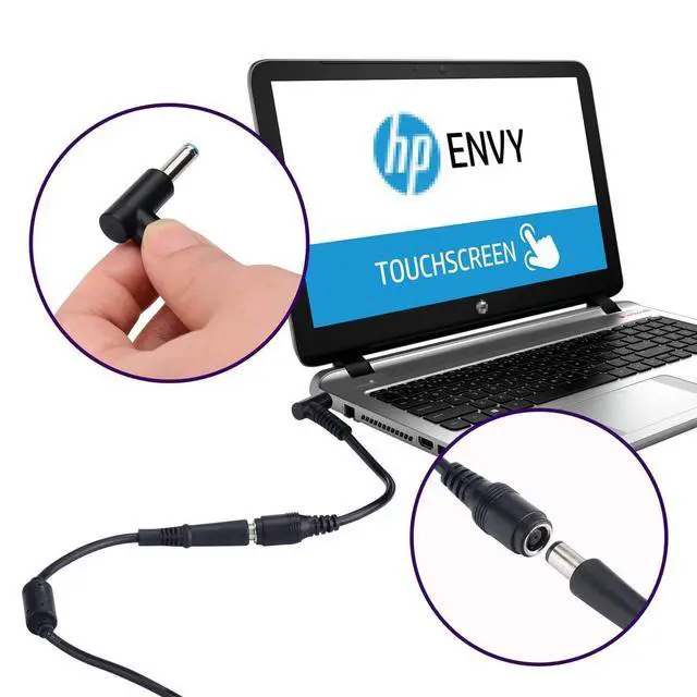 Alt view image 3 of 5 - Tip Adapter Connector Converter Cable 7.4x5.0mm to 4.5x3.0mm for H-P Stream Spectre Pavilion Envy Elitebook Split Chromebook; DC Dongle for H-P Notebook Adapter Replacement Power Cord (2 Pack)