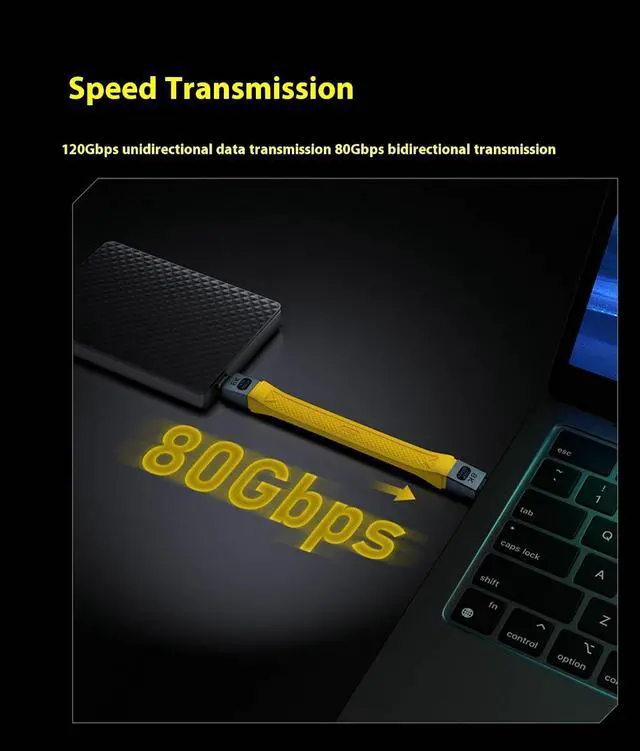 Alt view image 7 of 7 - Thunderbolt 5 (USB-C) Cable Short 5 inch, 240W PD Fast Charging